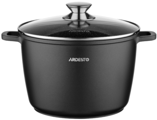 Каструля зі скляною кришкою глибока ARDESTO Gemini Lazio, 6.2л, алюміній, чорний