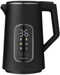 Electric kettle ARDESTO, 1.7L, LED display, double-walled, matte, Strix, black