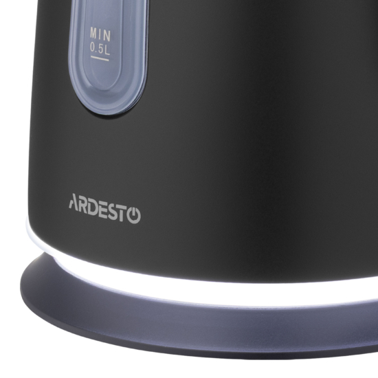 Електрочайник ARDESTO 1.7л, Strix, метал, підсвітка, матовий, чорний