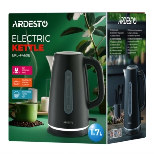 Electric kettle ARDESTO, 1.7L, Strix metal, matte, black