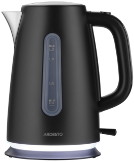 Electric kettle ARDESTO, 1.7L, Strix metal, matte, black