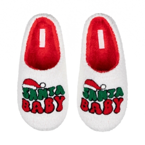 Slippers ARDESTO Christmas Santa 36/37 size, 100% polyester, sole 100% TPR, white