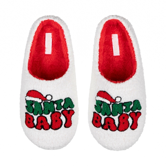 Slippers ARDESTO Christmas Santa 40/41 size, 100% polyester, sole 100% TPR, white