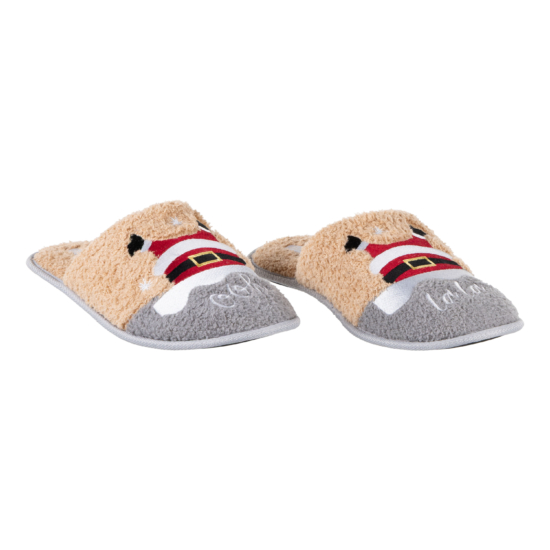 Slippers ARDESTO Christmas Santa 38/39 size, 100% polyester, sole 100% TPR, beige