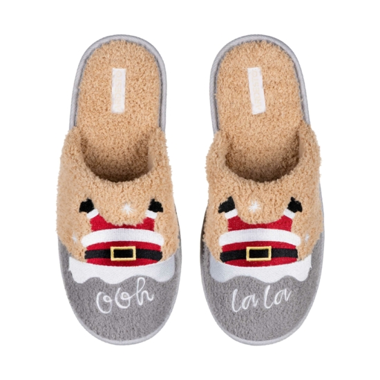 Slippers ARDESTO Christmas Santa 44/45 size, 100% polyester, sole 100% TPR, beige