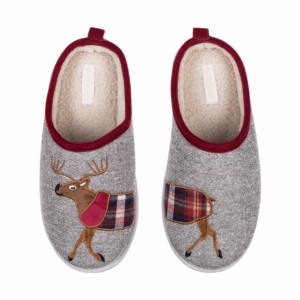 Slippers ARDESTO Christmas Deer 44/45 size, 100% polyester, sole 100% TPR, grey