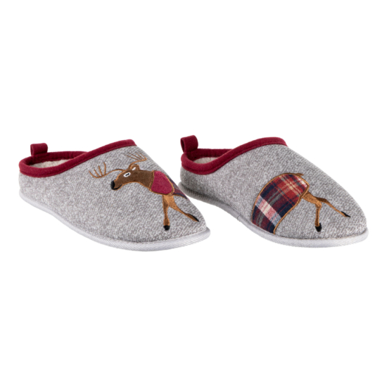 Обувь домашняя ARDESTO Christmas Deer 44/45 размер, 100% полиэстер, подошва 100% ТПР, серый