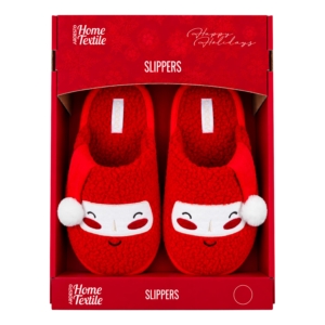 Slippers ARDESTO Christmas Santa 36/37 size, 100% polyester, sole 100% TPR, red