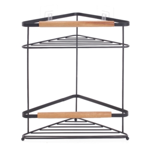 Corner shelf Ardesto Minimalism, 2-tier 20х32.9 cm, metal, wood, black