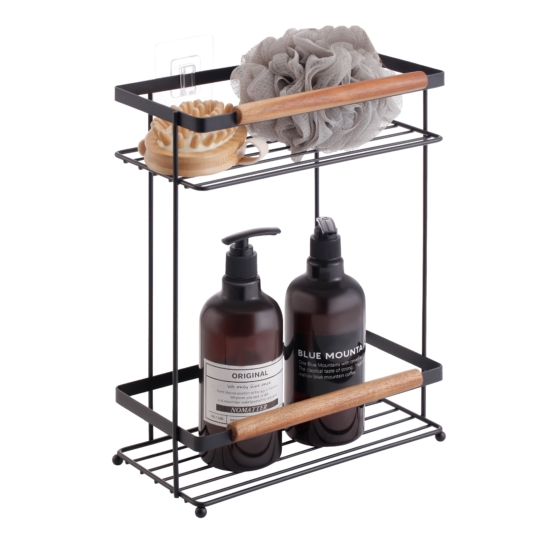 Shelf Ardesto Minimalism, 2-tier 20х32.9 cm, metal, wood, black