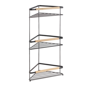 Corner shelf Ardesto Minimalism, 3-tier 20х58 cm, metal, bamboo, black