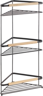 Corner shelf Ardesto Minimalism, 3-tier 20х58 cm, metal, bamboo, black