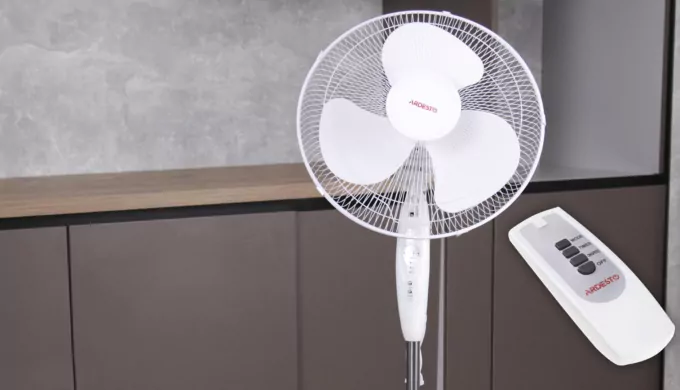 Вентилятор ARDESTO підлоговий, 40см, 45Вт, пульт ДК, опора кругла, білий