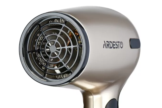 Hair Dryer ARDESTO travel, HD-Y220PRO,1850-2200В, 2 speeds, 2 temperature settings, folding handle, black+gold