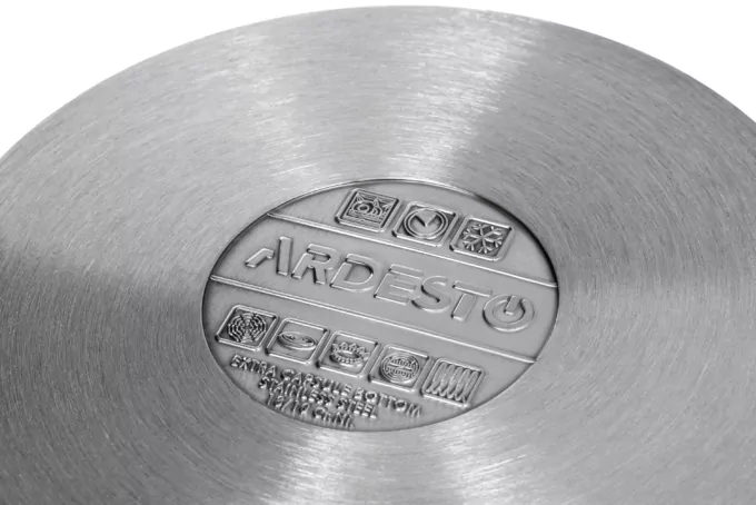 Ardesto Casserole with glass lid, Black Mars, 1.8l, stainless steel