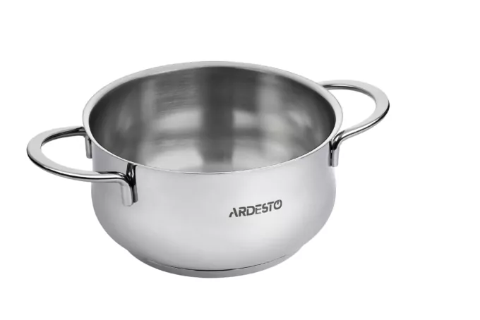 Ardesto Casserole with glass lid, Black Mars, 1.8l, stainless steel