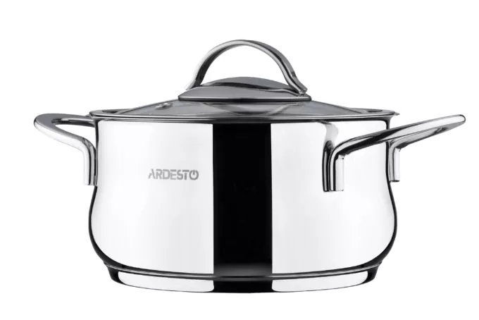Ardesto Casserole with glass lid, Black Mars, 4.3l, stainless steel