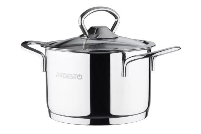 Каструля зі скляною кришкою Ardesto Luna,0.9л, нержавіюча сталь