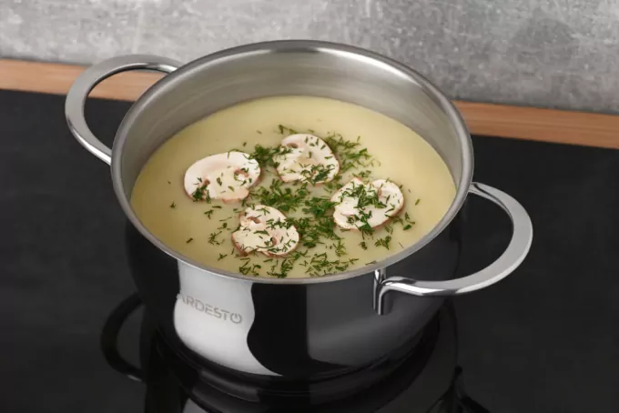 Ardesto Casserole with glass lid, Black Mars, 4.3l, stainless steel