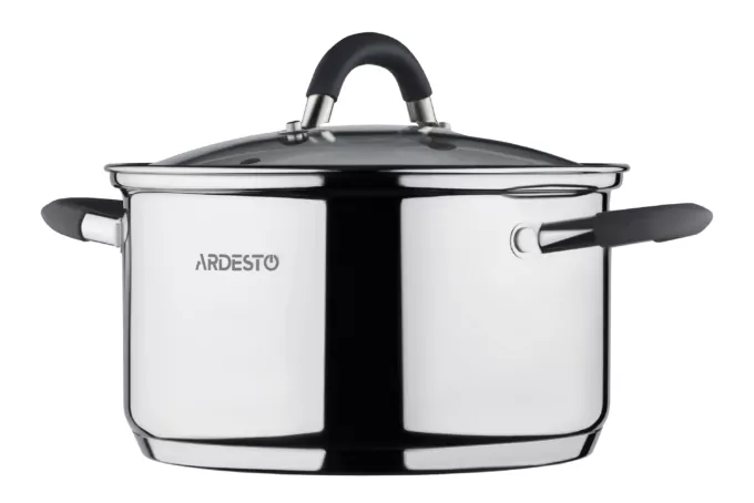 Каструля зі скляною кришкою Ardesto Gemini Salerno, 2.3л, нержавіюча сталь, силікон