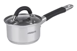 Ardesto Saucepan with glass lid Gemini Salerno, 1.2l, stainless steel, silicone