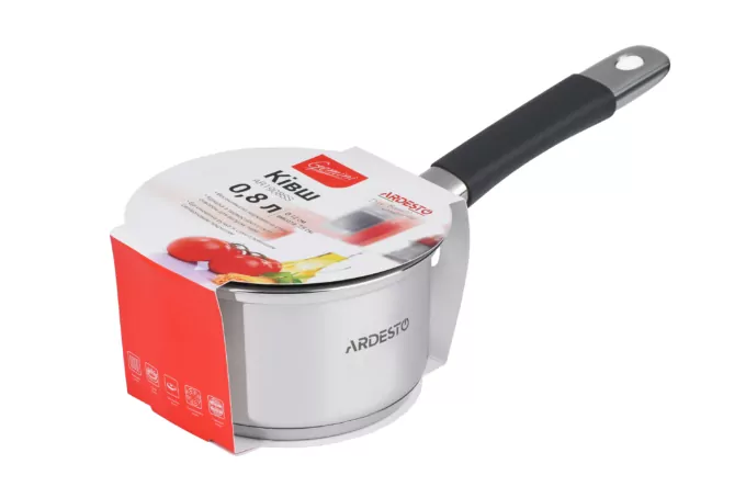 Ardesto Saucepan with glass lid Gemini Salerno, 1.2l, stainless steel, silicone