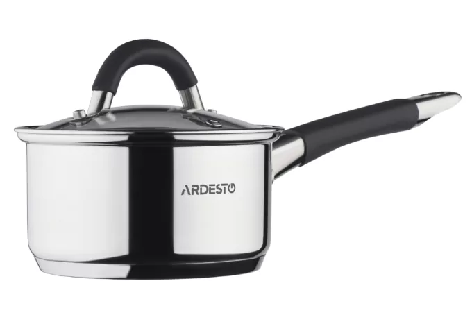Ardesto Saucepan with glass lid Gemini Salerno, 1.2l, stainless steel, silicone
