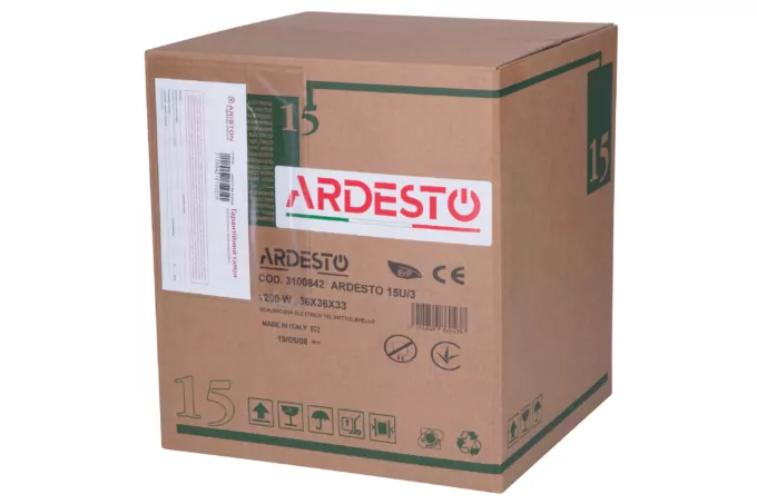 Electric water heater ARDESTO compact, 15L, 1,2kW, mounting under the sink, mechanical control, B, Italy, white-grey