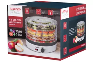 Сушка для продуктов  Ardesto FDB-5320, 245Вт, поддонов -5×3см, диаметр-32см, макс-70°С, рег.темп, пластик, белый