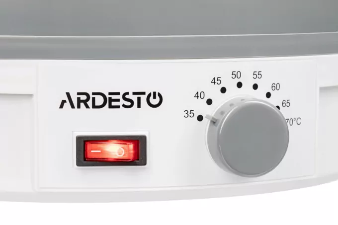 Сушка для продуктов  Ardesto FDB-5320, 245Вт, поддонов -5×3см, диаметр-32см, макс-70°С, рег.темп, пластик, белый