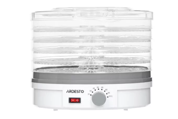 Сушка для продуктов  Ardesto FDB-5320, 245Вт, поддонов -5×3см, диаметр-32см, макс-70°С, рег.темп, пластик, белый