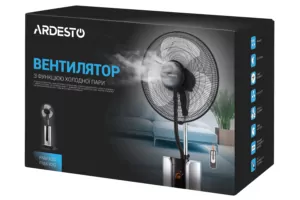 Вентилятор ARDESTO підлоговий, 47см, 100Вт, пульт ДК, дисплей, зі зволоженням, чорно-сірий
