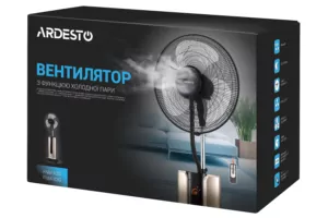 Вентилятор ARDESTO підлоговий, 47см, 100Вт, пульт ДК, дисплей, зі зволоженням, чорно-бронзовий