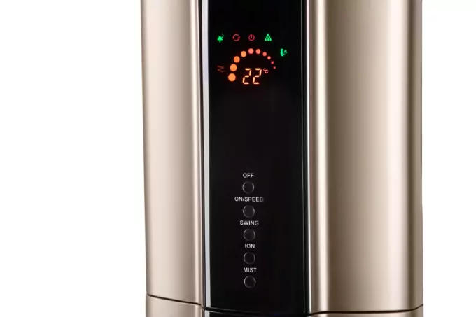 Вентилятор ARDESTO підлоговий, 47см, 100Вт, пульт ДК, дисплей, зі зволоженням, чорно-бронзовий