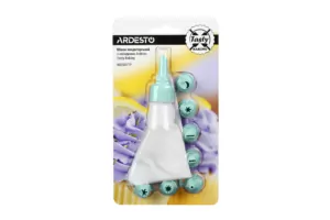 Мішок кондитерський з насадками Ardesto Tasty baking, 26.8×13.4см, пластик, блакитний