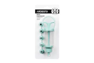Шприц кондитерський з насадками Ardesto Tasty baking, 19×6.5×4.5см, пластик, блакитний