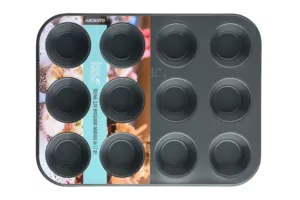 Ardesto Muffin pan Tasty baking, 35×26.5x3cm, 12pcs, carbon steel, gray-blue