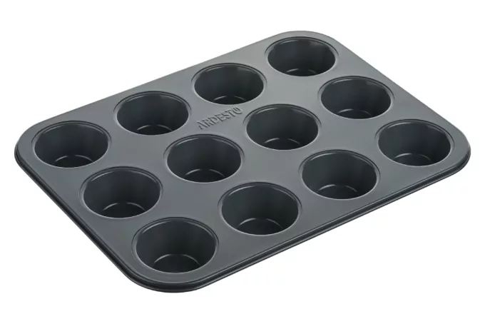 Ardesto Muffin pan Tasty baking, 35×26.5x3cm, 12pcs, carbon steel, gray-blue
