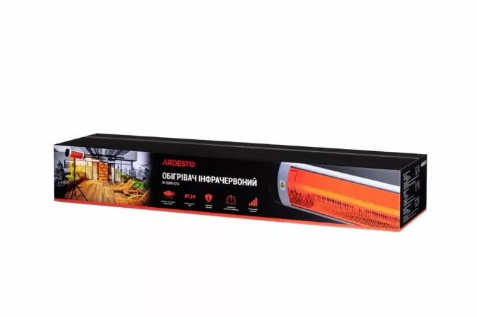 Обогреватель инфракрасный ARDESTO кварцевый, 9м2, 2000Вт, мех. упр-ние, серый/чёрный