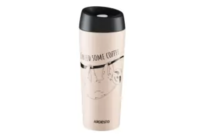 Ardesto Travel mug Coffee time Bradypus, 450ml, stainless steel, beige