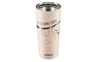 Ardesto Travel mug Coffee time Bradypus, 450ml, stainless steel, beige