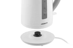 Електрочайник Ardesto White stripes 1.7л, Strix, пластик, біло-сірий