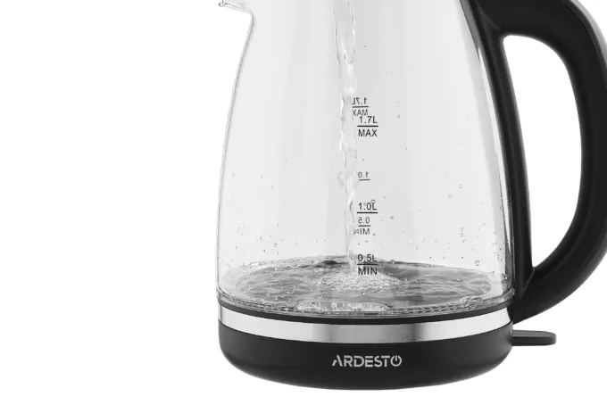 Ardesto electric kettle, 1.7L, glass, Strix, black
