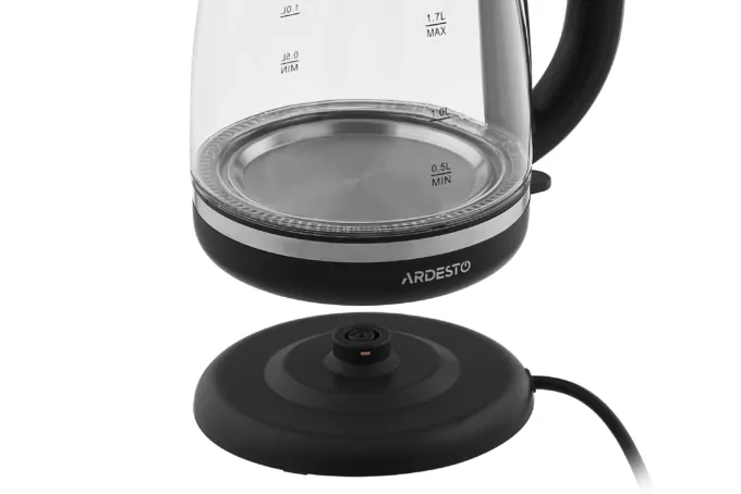 Ardesto electric kettle, 1.7L, glass, Strix, black
