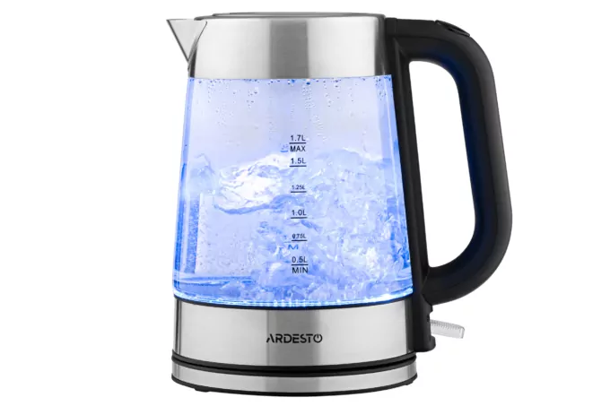 Ardesto electric kettle, 1.7L, glass, Strix, silver-black