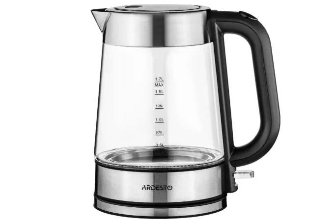 Ardesto electric kettle, 1.7L, glass, Strix, silver-black