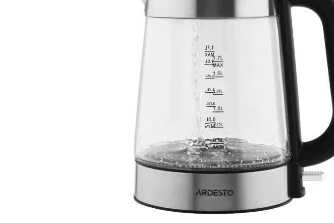 Ardesto electric kettle, 1.7L, glass, Strix, silver-black