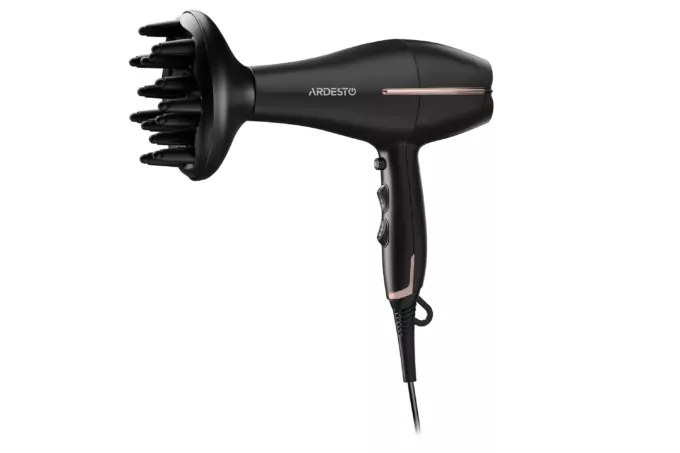 Фен Ardesto  HD-Y220PRO, 1850-2200Вт, 2 скорости,3 темп. режима, диффузор,черный+золото