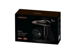 Фен Ardesto HD-Y120T, дорожній, 1200Вт, складна ручка, 2 швидкості, 2 темп. режими, чорний