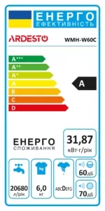 Стиральная машина ARDESTO полуавтомат., 6кг, 1350, A, 41см, отжим, белый